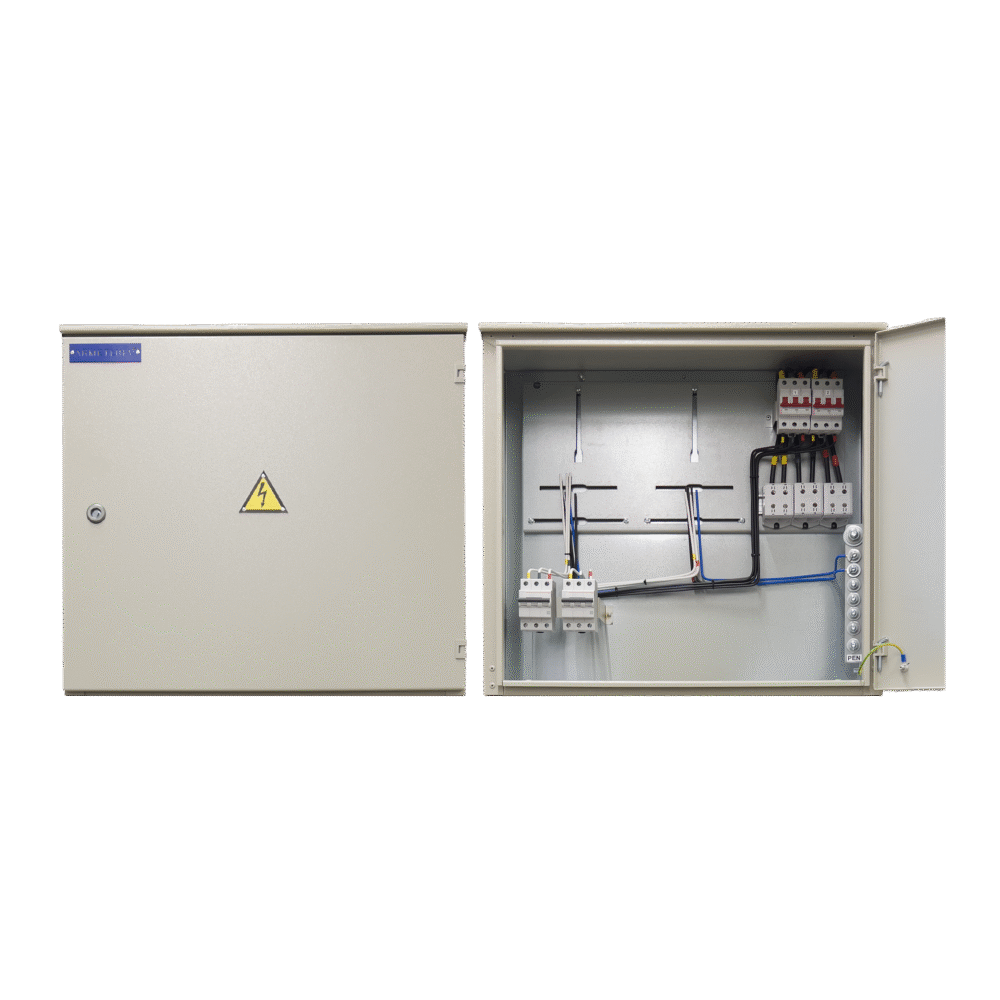 Two-meter introductory electrical metering cabinet.